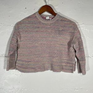 Gap Kids Cropped Knit Sweater Pastel Stripes 100% Cotton Size Small Girls Cozy